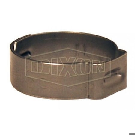 Dixon Single Ear Pinch-On Clamp, 1/2 in Nominal, 0.449 Closed dia x 0.524 Open dia x 0.03 in Thick, 304 SS 133R